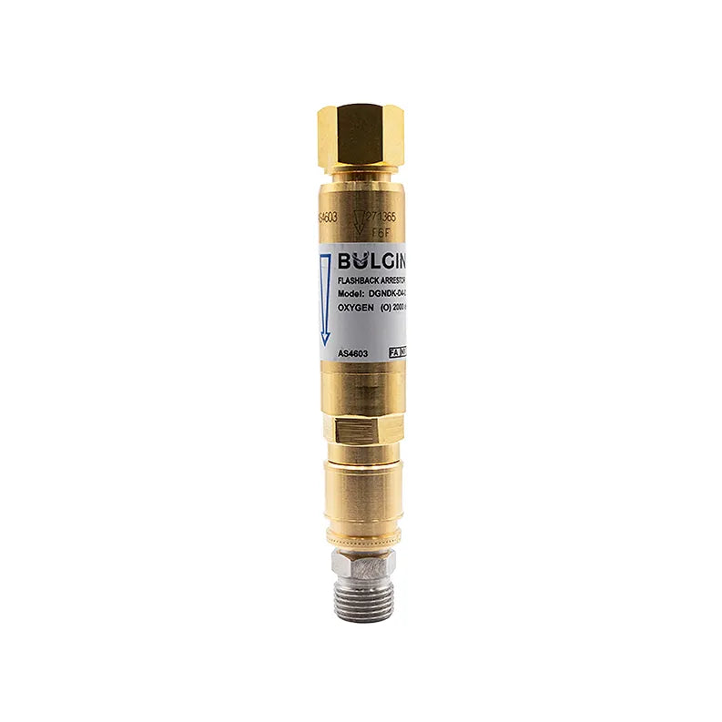 Bulgin® Flashback Arrestor Oxygen Standard Flow ( DGNDK-D4-O) Q/A Coupler Reg End - 5/8"-18 UNF RH — 3001-9998