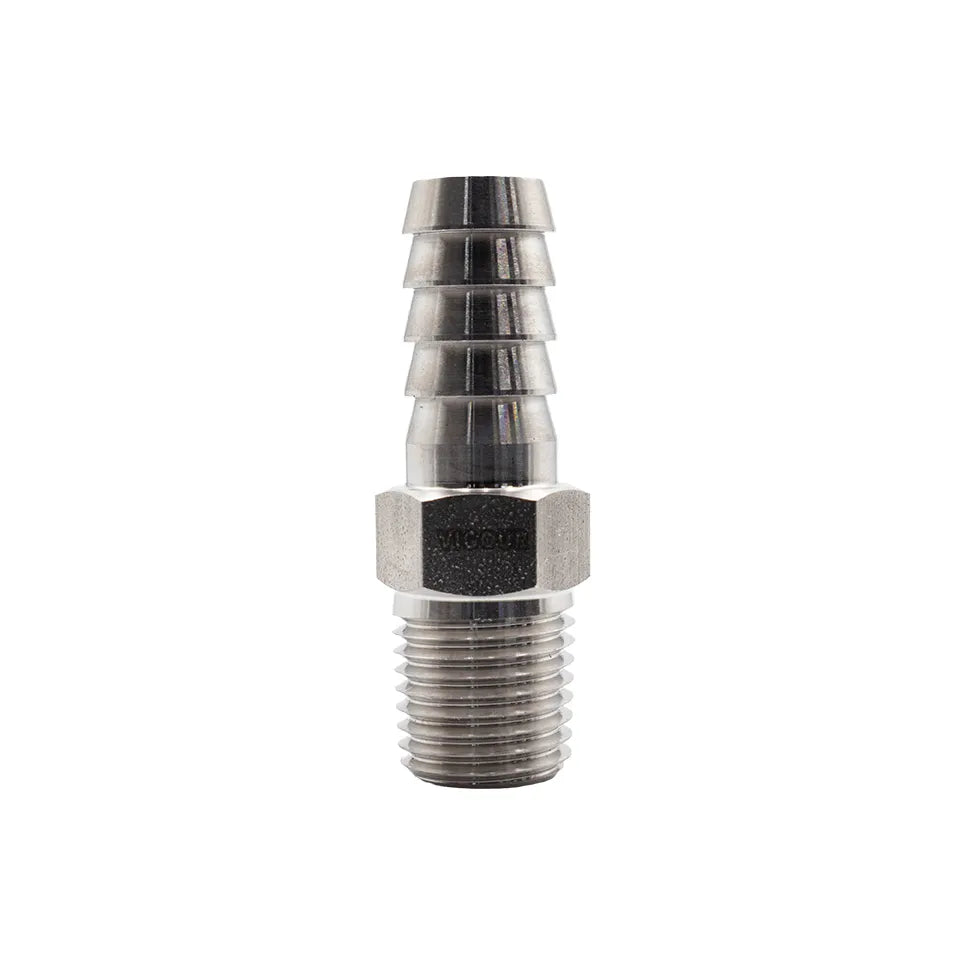 Bulgin SS316 Adaptor 1/4" NPT Male to 3/8" Hose Barb - 674-25019