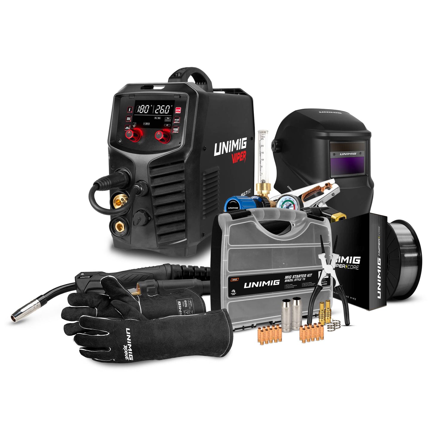 UNIMIG VIPER MULTI 180 MIG/TIG/MMA Welder Bundle U11717