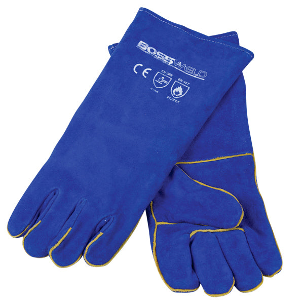 BossSafe Blue Kevlar Stitched Welders Gauntlets