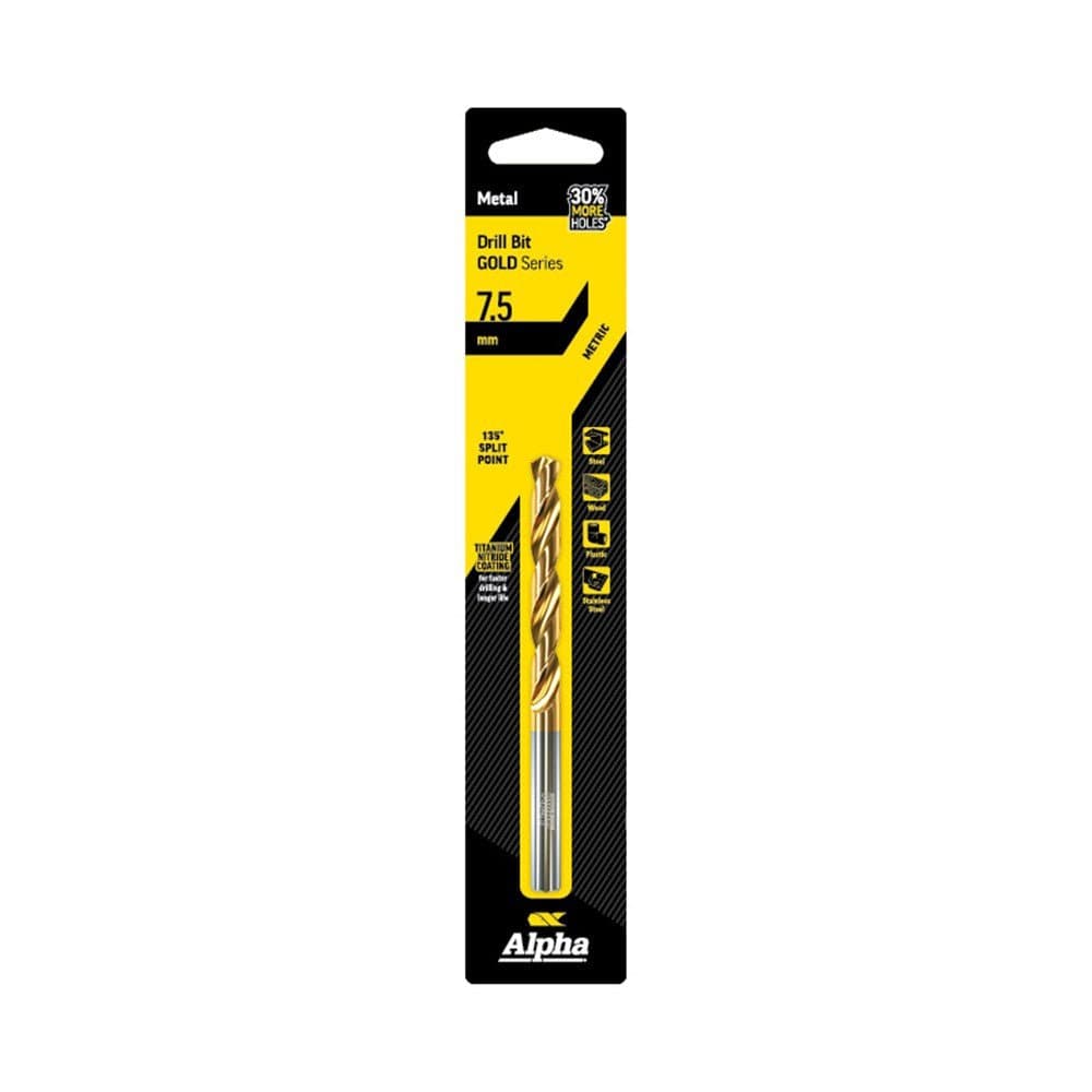 Alpha Jobber Drill Bit Carded - Gold Series - C9LM075 - A&S Welding & Electrical