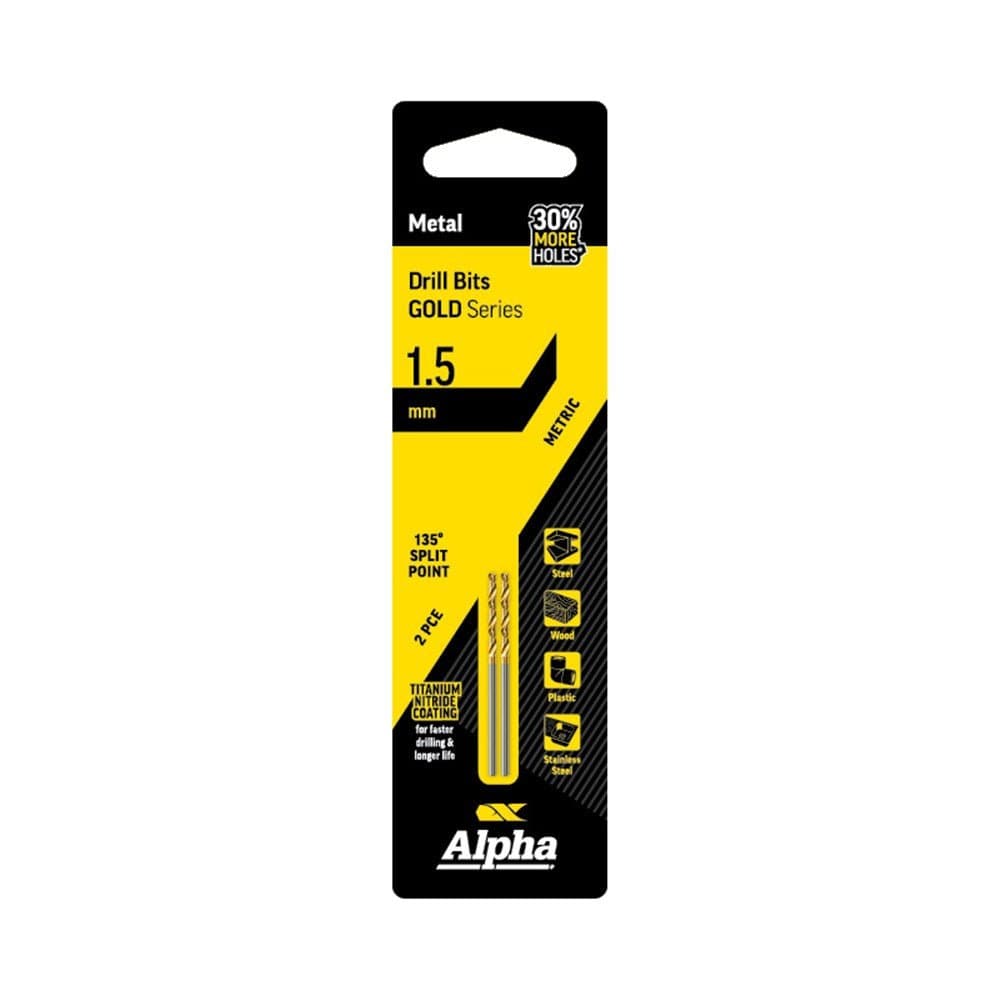 Alpha Jobber Drill Bit Carded - Gold Series - C9LM015 - A&S Welding & Electrical