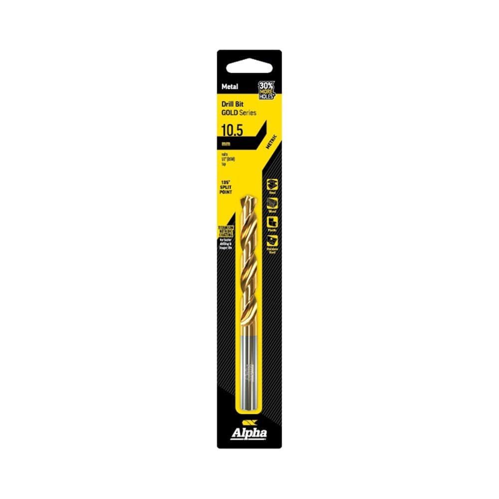 Alpha Jobber Drill Bit Carded - Gold Series - C9LM105 - A&S Welding & Electrical
