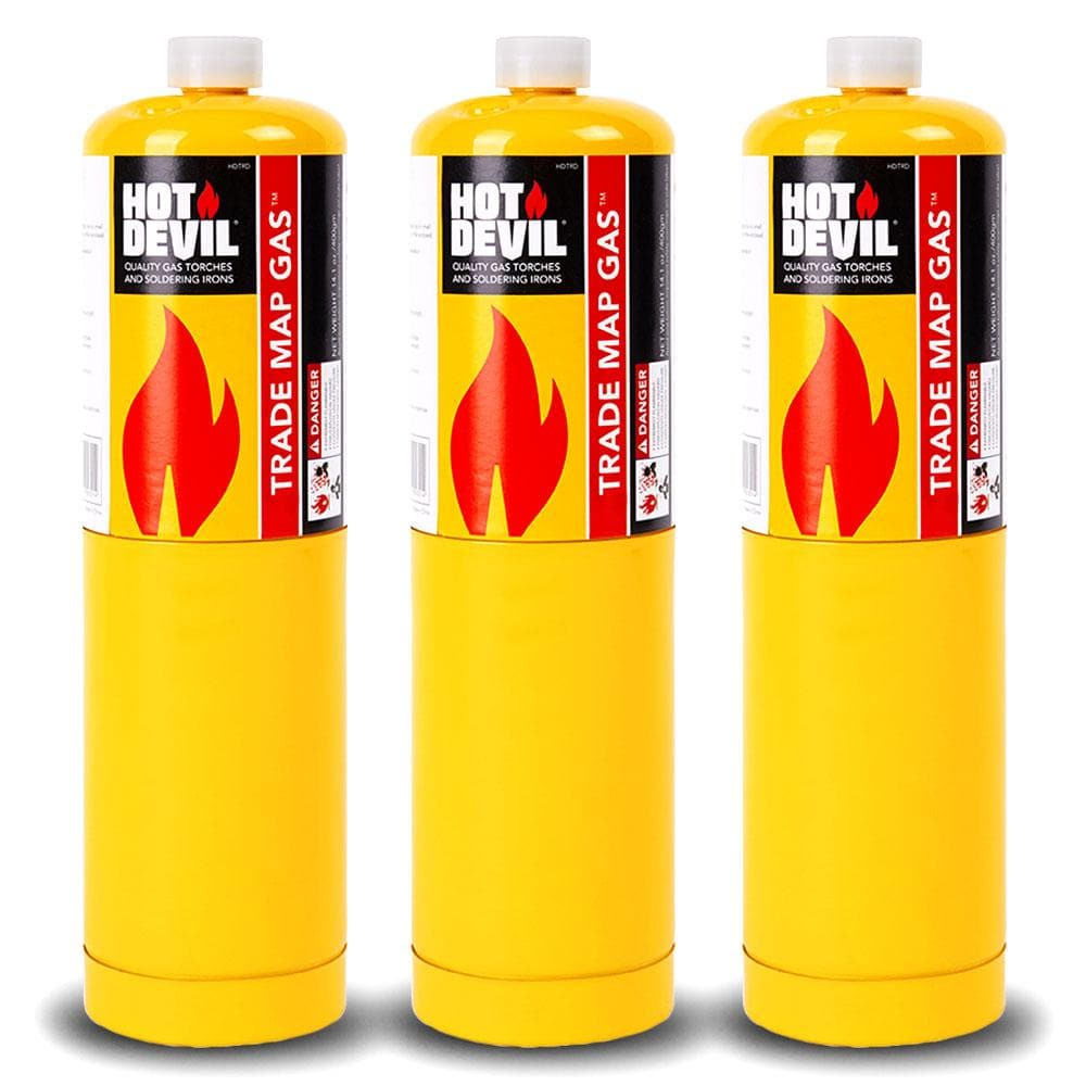 Hot Devil HDTP 3-Pack 400g Trade Map Gas Cylinders - HDTP - A&S Welding & Electrical