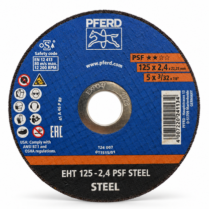 PFERD EHT 125-2.4 PSF STEEL 125 mm cutting disc, front view