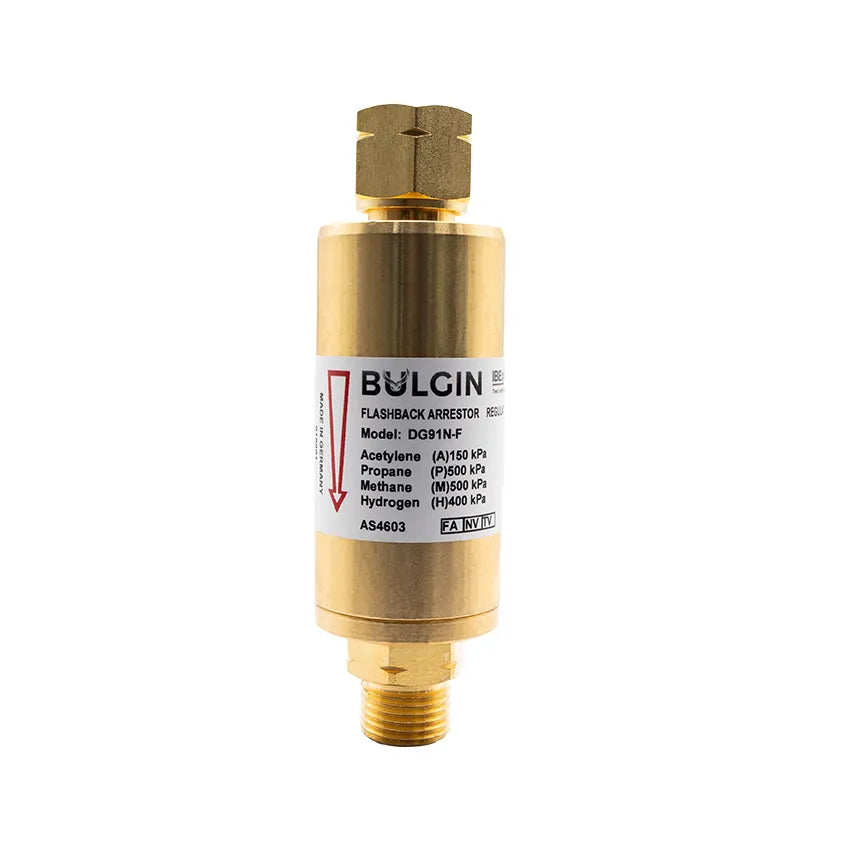 Bulgin® Flashback Arrestor Fuel Gas High Flow (DG91N-F) Reg End - 5/8"-18 UNF LH — 3001-9991