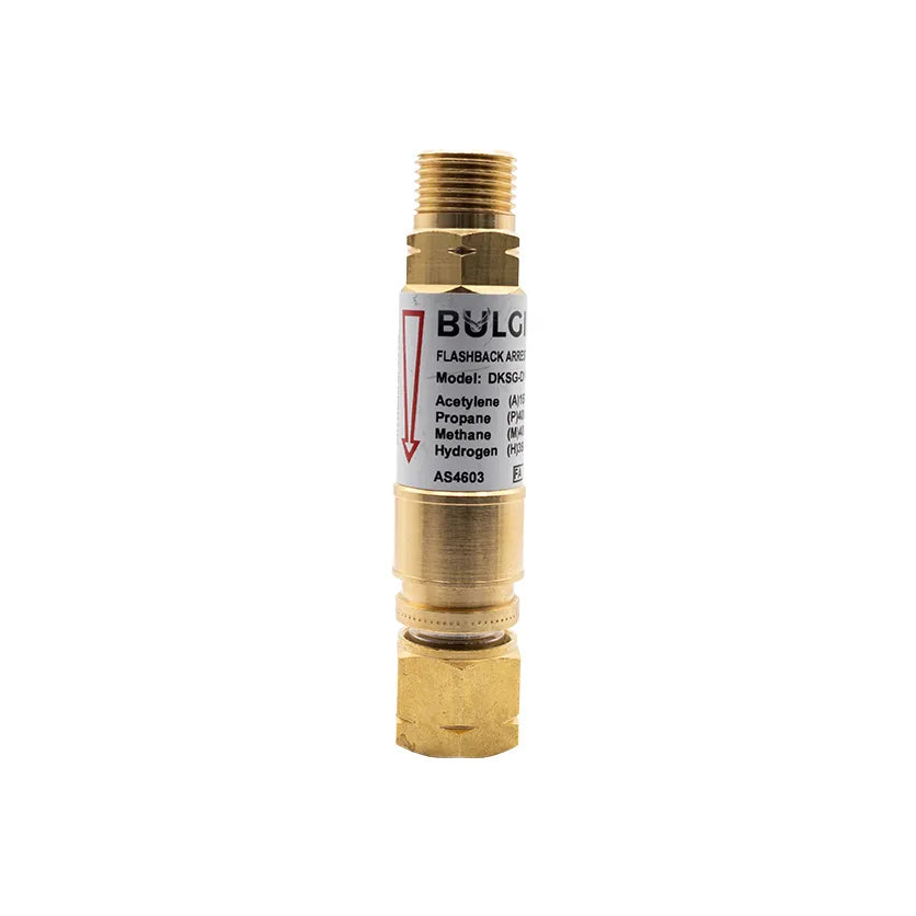 Bulgin® Flashback Arrestor Fuel Gas Standard Flow (DKSG-D1-F) Q/A Coupler Torch End - 5/8"-18 UNF LH — 3001-9995