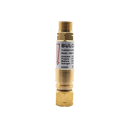 Bulgin® Flashback Arrestor Fuel Gas Standard Flow (DKSG-D1-F) Q/A Coupler Torch End - 5/8"-18 UNF LH — 3001-9995