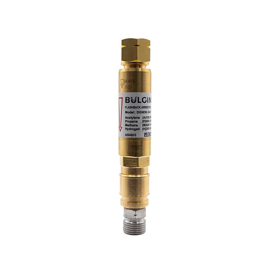Bulgin® Flashback Arrestor Fuel Gas Standard Flow ( DGNDK-D4-F) Q/A Coupler Reg End - 5/8"-18 UNF LH — 3001-9997