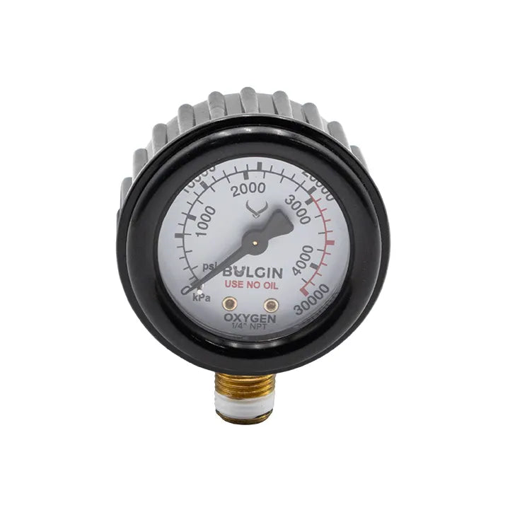 Bulgin Pressure Gauge OXYGEN 0-30,000kPa 1/4" NPT Male Bottom Entry - 655-00001