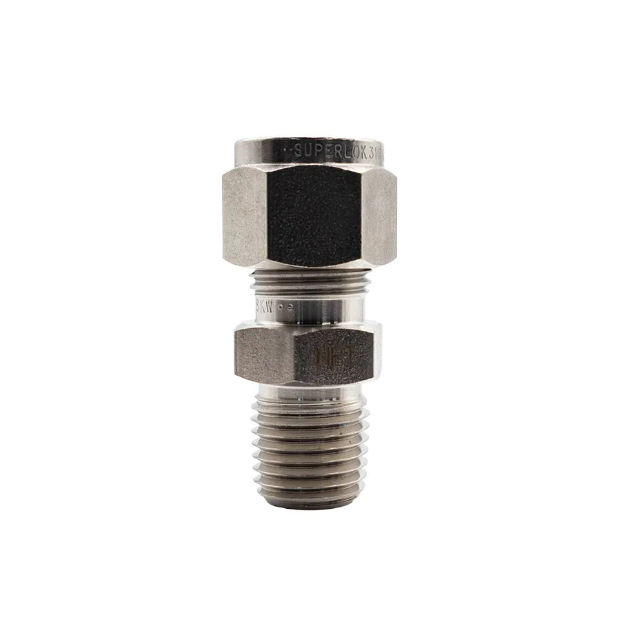 Bulgin SS316 Male Tube Adaptor 1/4" NPT Male to 3/8" Compression - 674-25016
