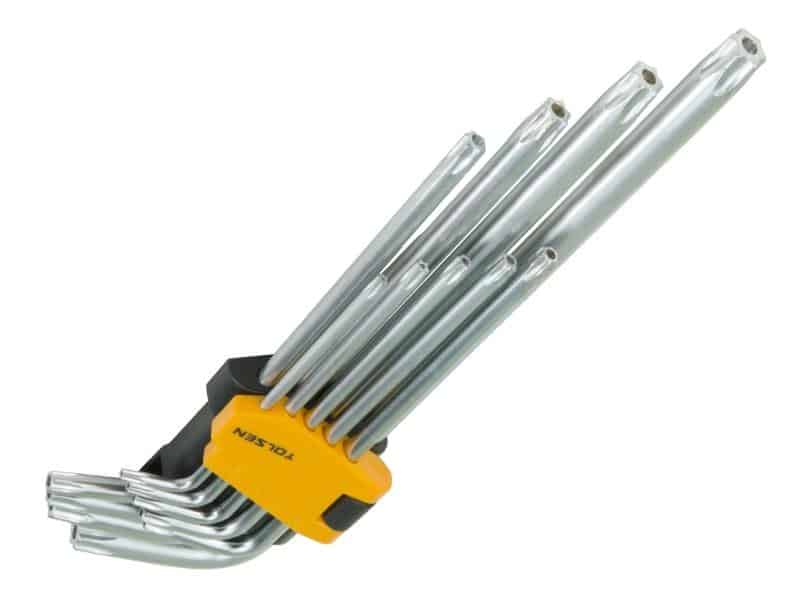 TOLSEN 9PCS Extra Long Arm Torx Hex Key Set