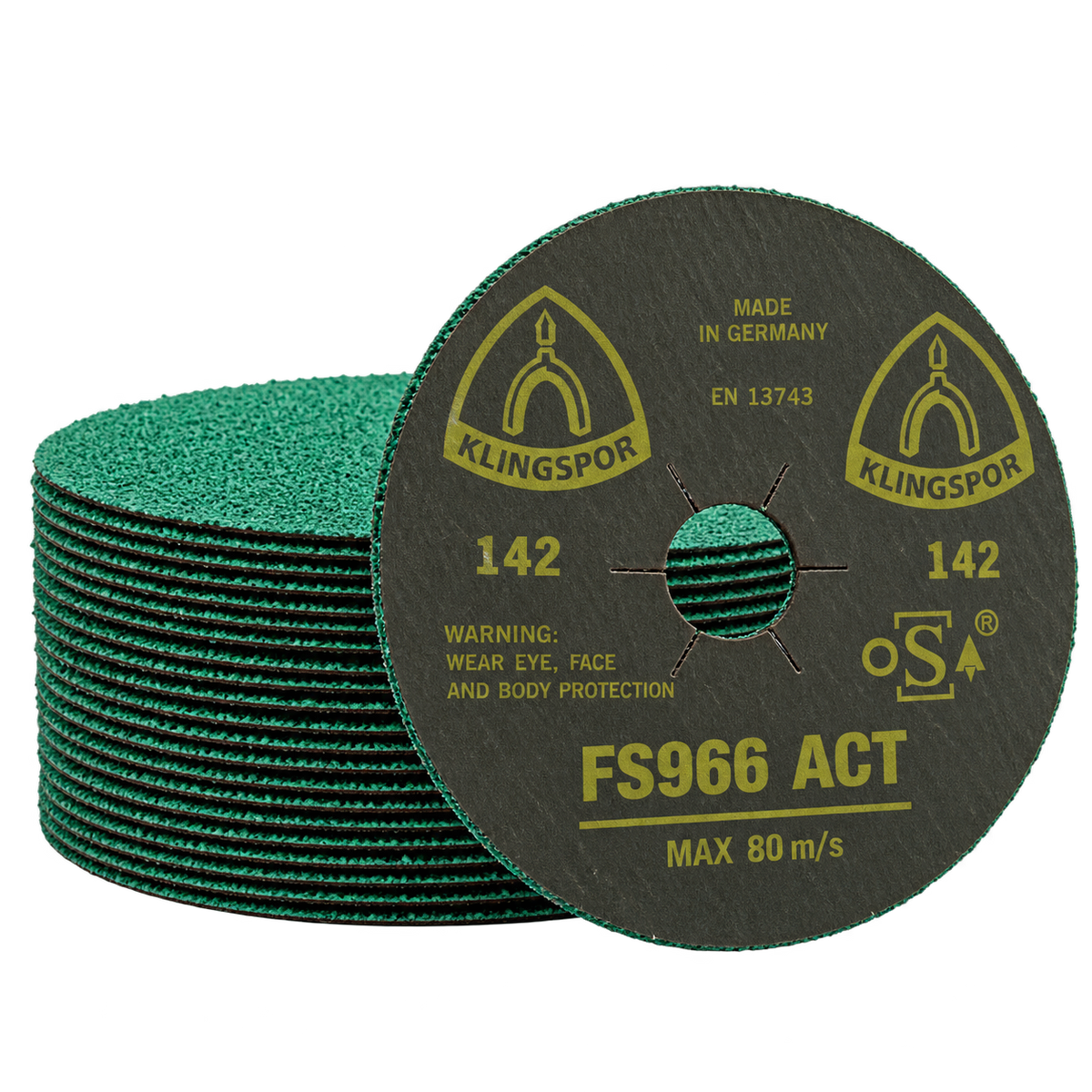 Klingspor FS 966 ACT Ceramic Fibre Discs with Multibond – 25 Pack