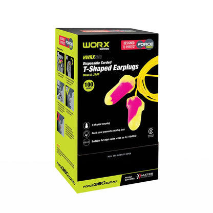 Force360 T-Shaped Corded Earplugs, 100 Pairs - HWRX961 - image 2