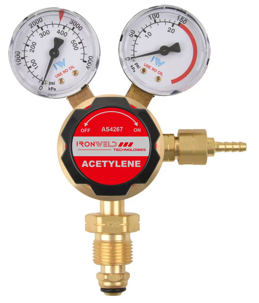 IRONWELD Solid Brass Acetylene Regulator IW6004