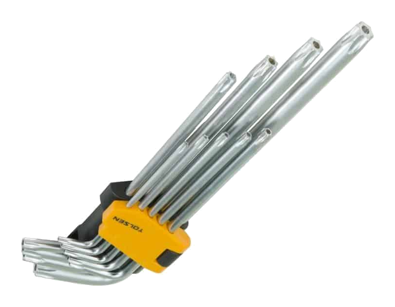 TOLSEN 9PCS Extra Long Arm Torx Hex Key Set