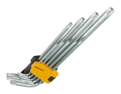 TOLSEN 9PCS Extra Long Arm Torx Hex Key Set