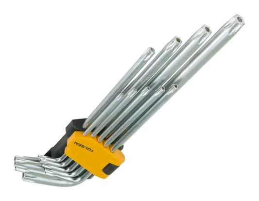 TOLSEN 9PCS Extra Long Arm Torx Hex Key Set