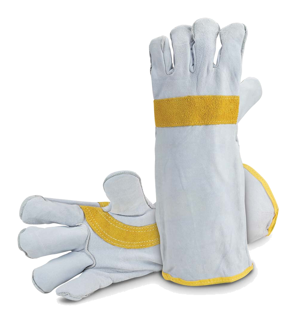 Bossweld Goat Split Leather Welding Gloves Fleece Lined Denim Cuff 40cm