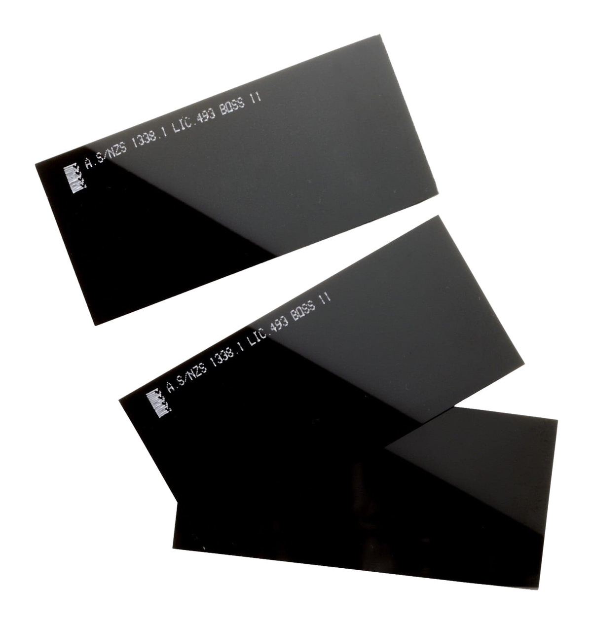 BOSSWELD 108 x 51 mm glass welding filter lenses, showing shade 11 markings