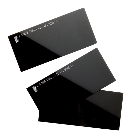 BOSSWELD 108 x 51 mm glass welding filter lenses, showing shade 11 markings