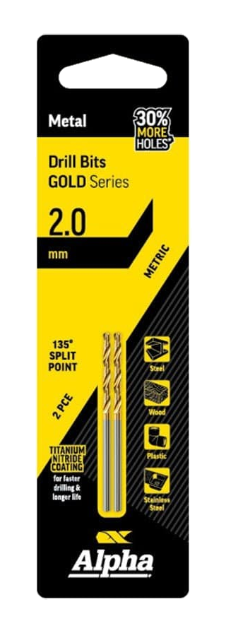 Alpha Jobber Drill Bit Carded - Gold Series - C9LM020 - A&S Welding & Electrical