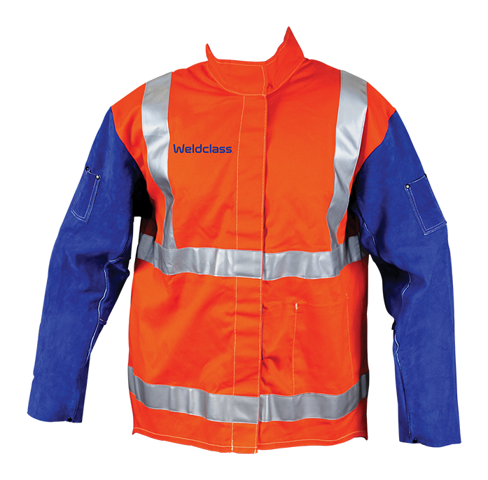 Weldclass PROMAX HV2 FR Hi-Vis with Leather Sleeves + Harness Flap