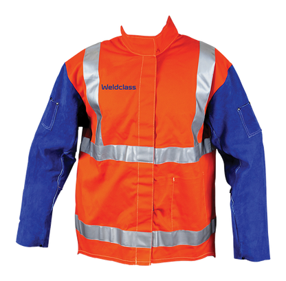 Weldclass PROMAX HV2 FR Hi-Vis with Leather Sleeves + Harness Flap