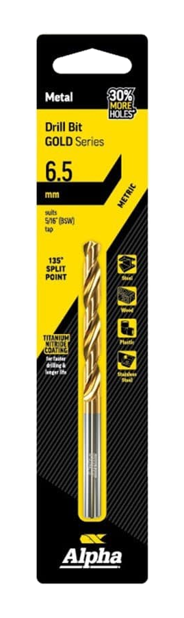 Alpha Jobber Drill Bit Carded - Gold Series - C9LM065 - A&S Welding & Electrical