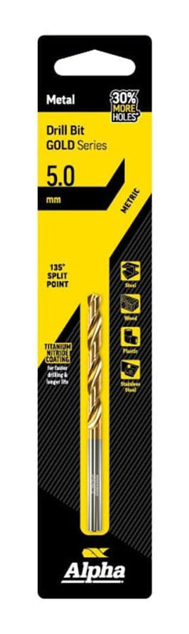 Alpha Jobber Drill Bit Carded - Gold Series - C9LM050 - A&S Welding & Electrical