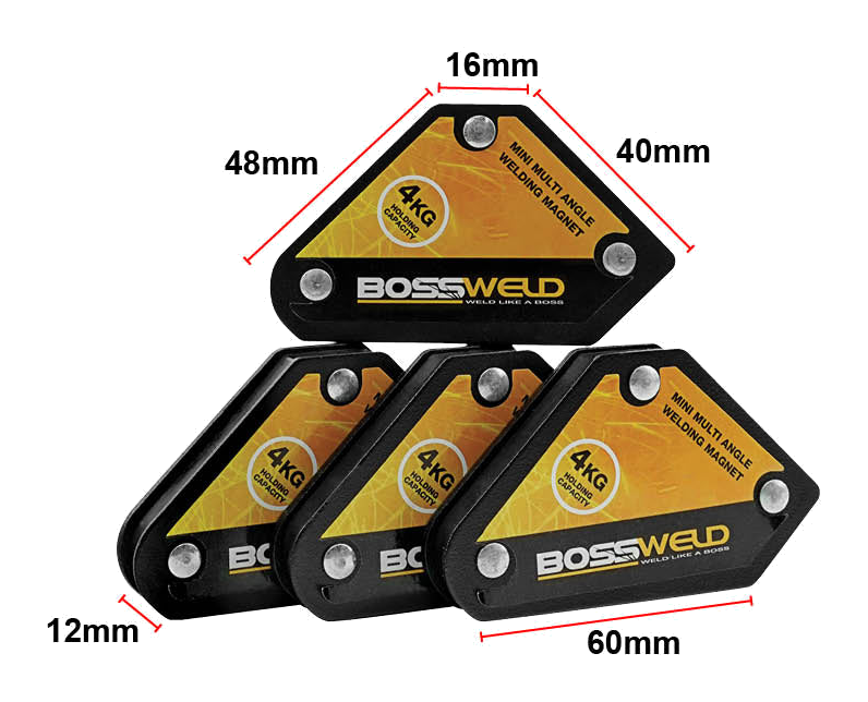 BOSSWELD Multi-Angle Mini Welding Magnet 4kg (4 Pack) 886028