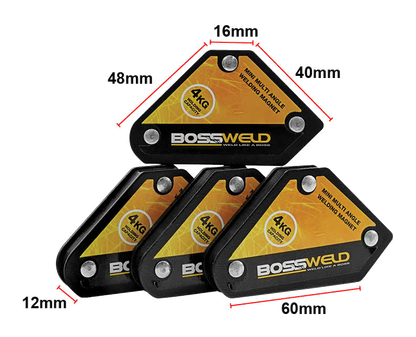 BOSSWELD Multi-Angle Mini Welding Magnet 4kg (4 Pack) 886028
