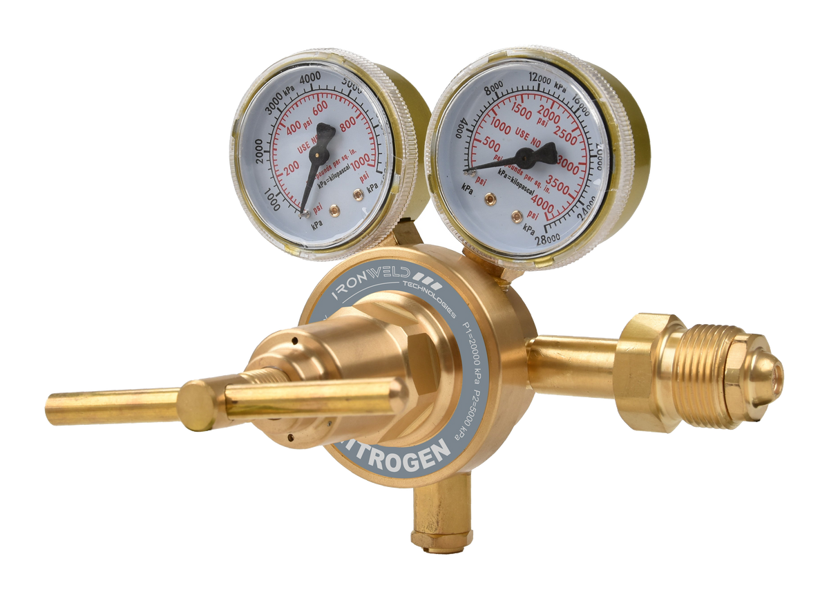 IRONWELD Solid Brass 28,000KPA Nitrogen Regulator + Hard Case IW6027