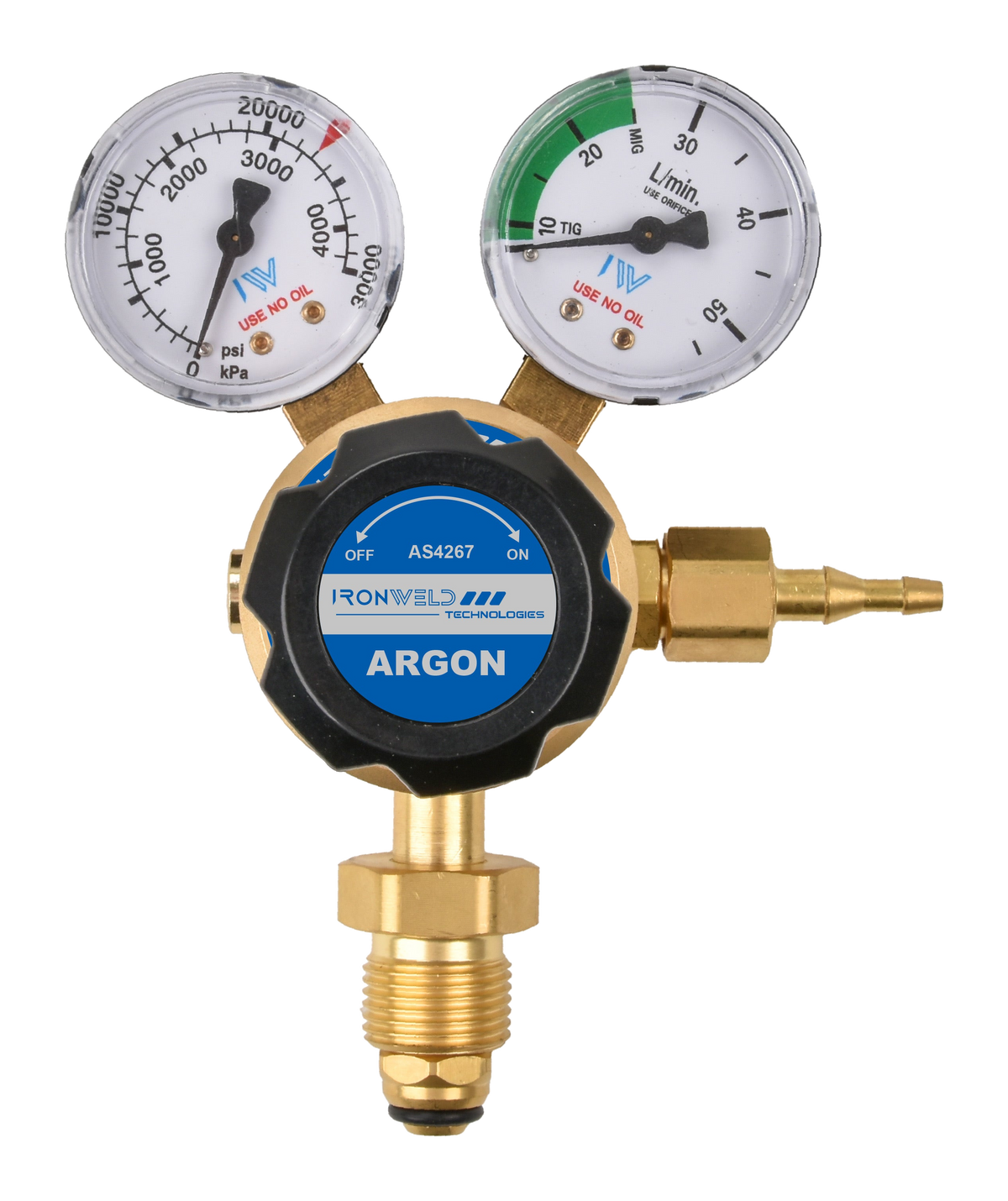 IRONWELD Solid Brass Argon Regulator IW6002