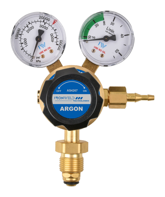 IRONWELD Solid Brass Argon Regulator IW6002
