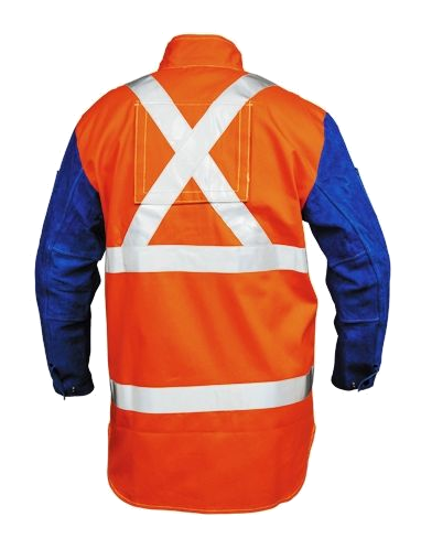 Weldclass PROMAX HV2 FR Hi-Vis with Leather Sleeves + Harness Flap