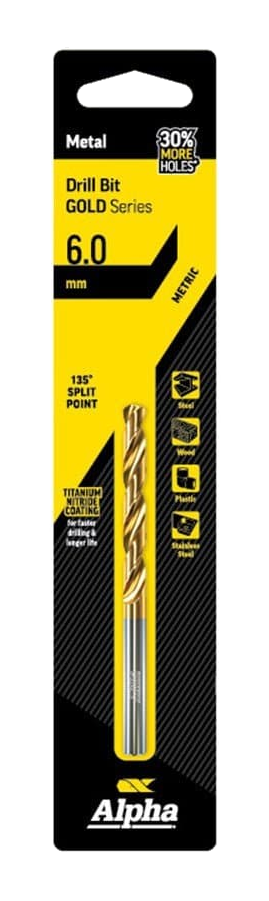 Alpha Jobber Drill Bit Carded - Gold Series - C9LM060 - A&S Welding & Electrical