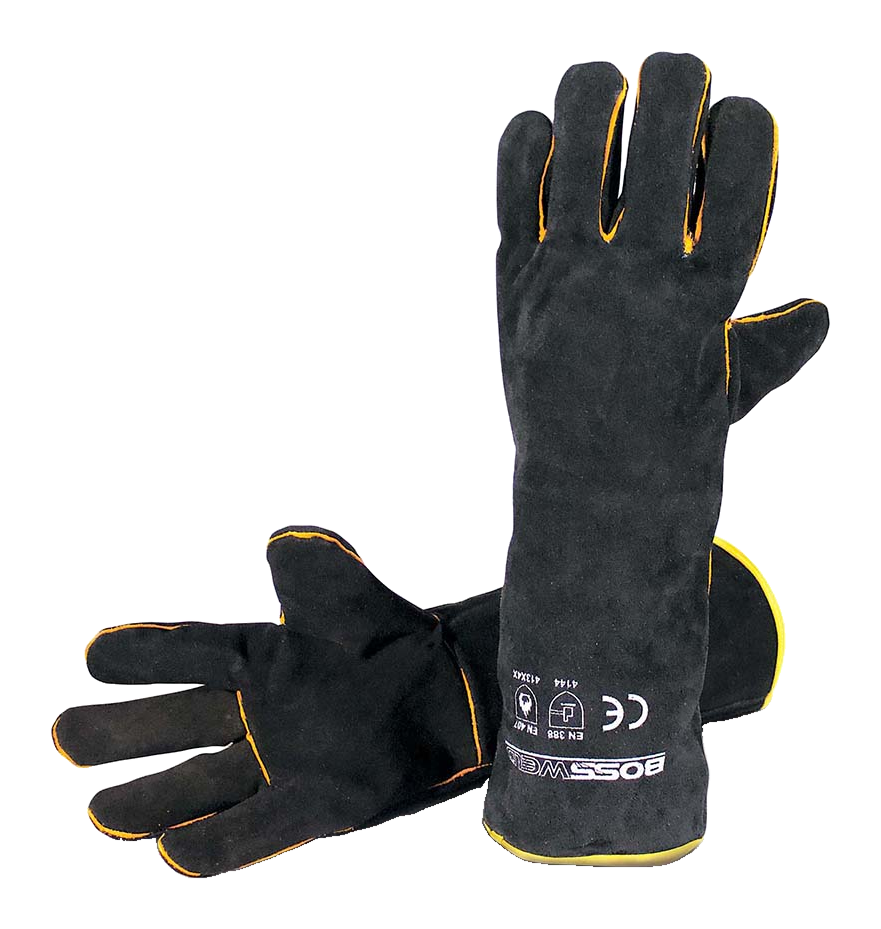 BossSafe Black & Gold 16in Welding Gloves