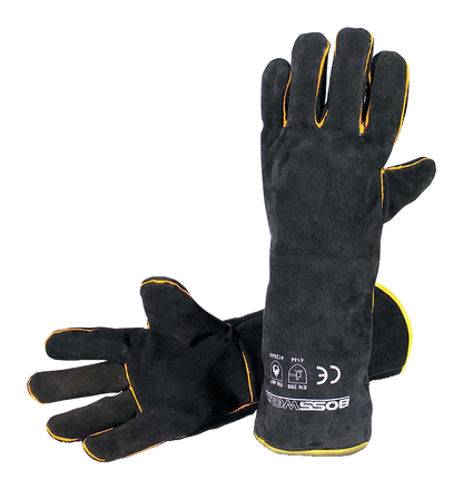 BossSafe Black & Gold 16in Welding Gloves