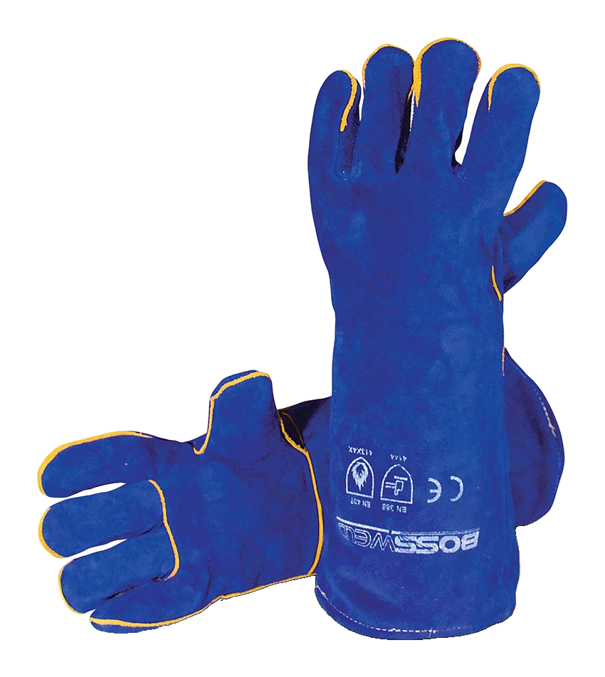 BossSafe Blue Kevlar Stitched Welders Gauntlets