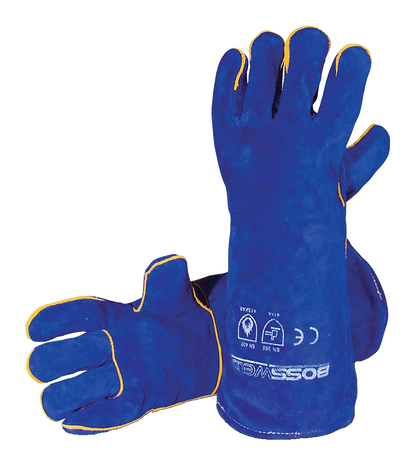 BossSafe Blue Kevlar Stitched Welders Gauntlets