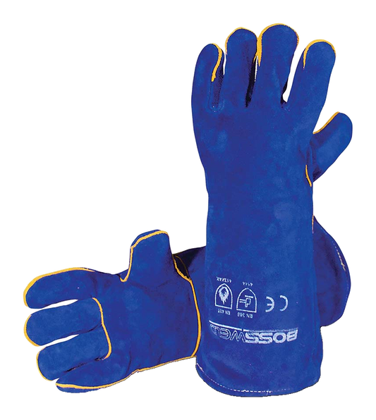 BossSafe Blue Kevlar Stitched Welders Gauntlets