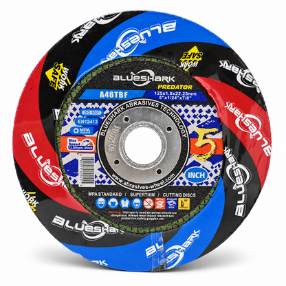 BlueShark Predator 125 x 1.0 x 22.23 mm cutting discs in branded wrapping