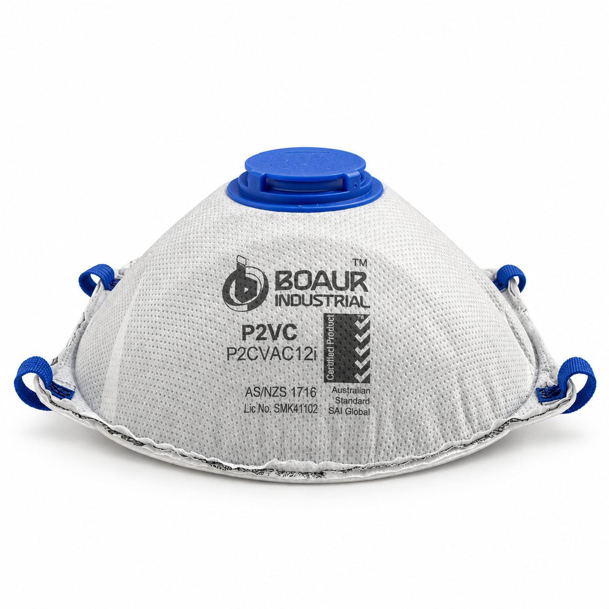 BOAUR Industrial P2VC activated carbon valved respirator, printed front view on white background
