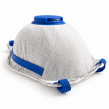 BOAUR P2VC respirator, rear three-quarter view showing the blue nose bridge