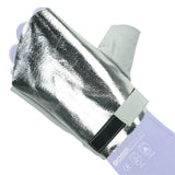 BT Bossweld 710600R right-hand glove saver reflective back fitted over a welding glove; underlying glove shown for illustration