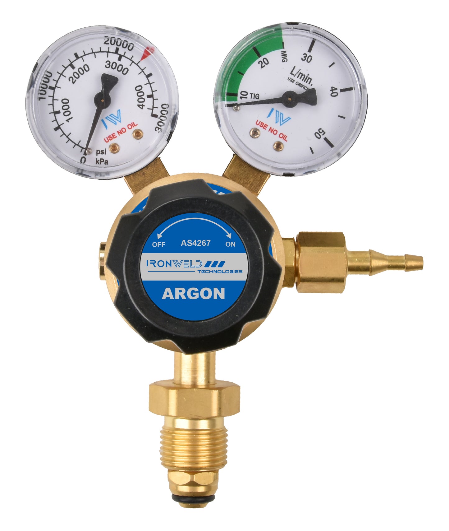 IRONWELD Solid Brass Argon Regulator IW6002