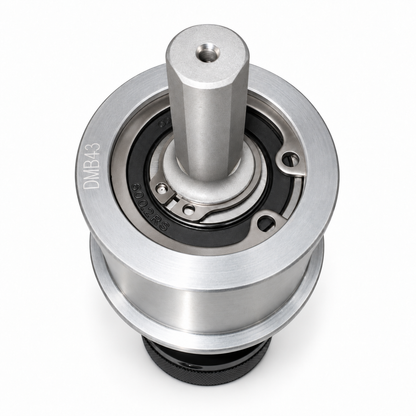 Drillmate DMKIT1 bearing housing, hex spindle and retaining clips, close-up.