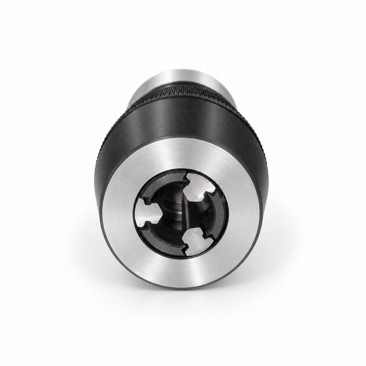 Drillmate DMKIT1 keyless chuck showing three open jaws.