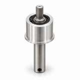 Drillmate DMKIT2 43mm bearing mount and mini arbour spindle, upright studio view on white.